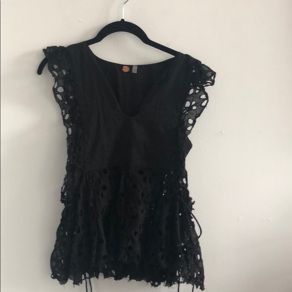 Sold- Free people open side eyelet top
